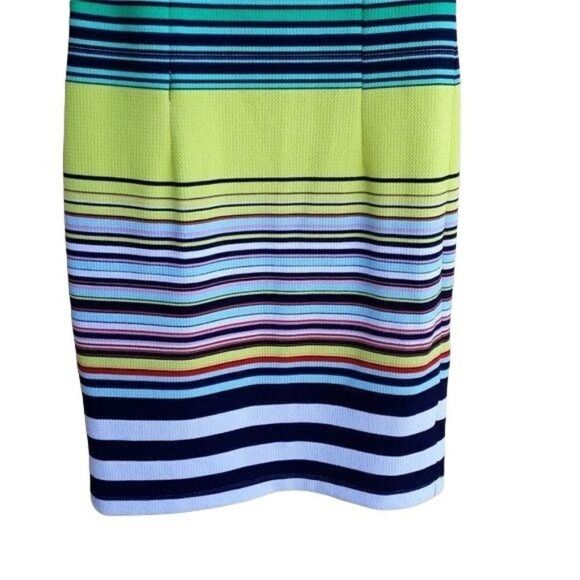 Retro Karin Stevens Zipper Accent Textured Sheath Dress Bright Striped Sz 12 - Picture 6 of 13